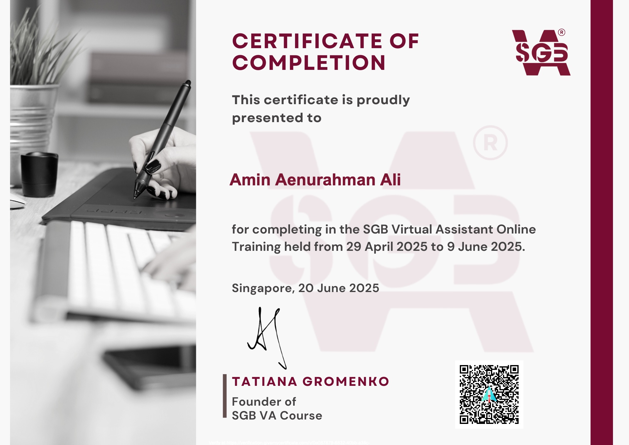 SGB Virtual Assistant Certificate