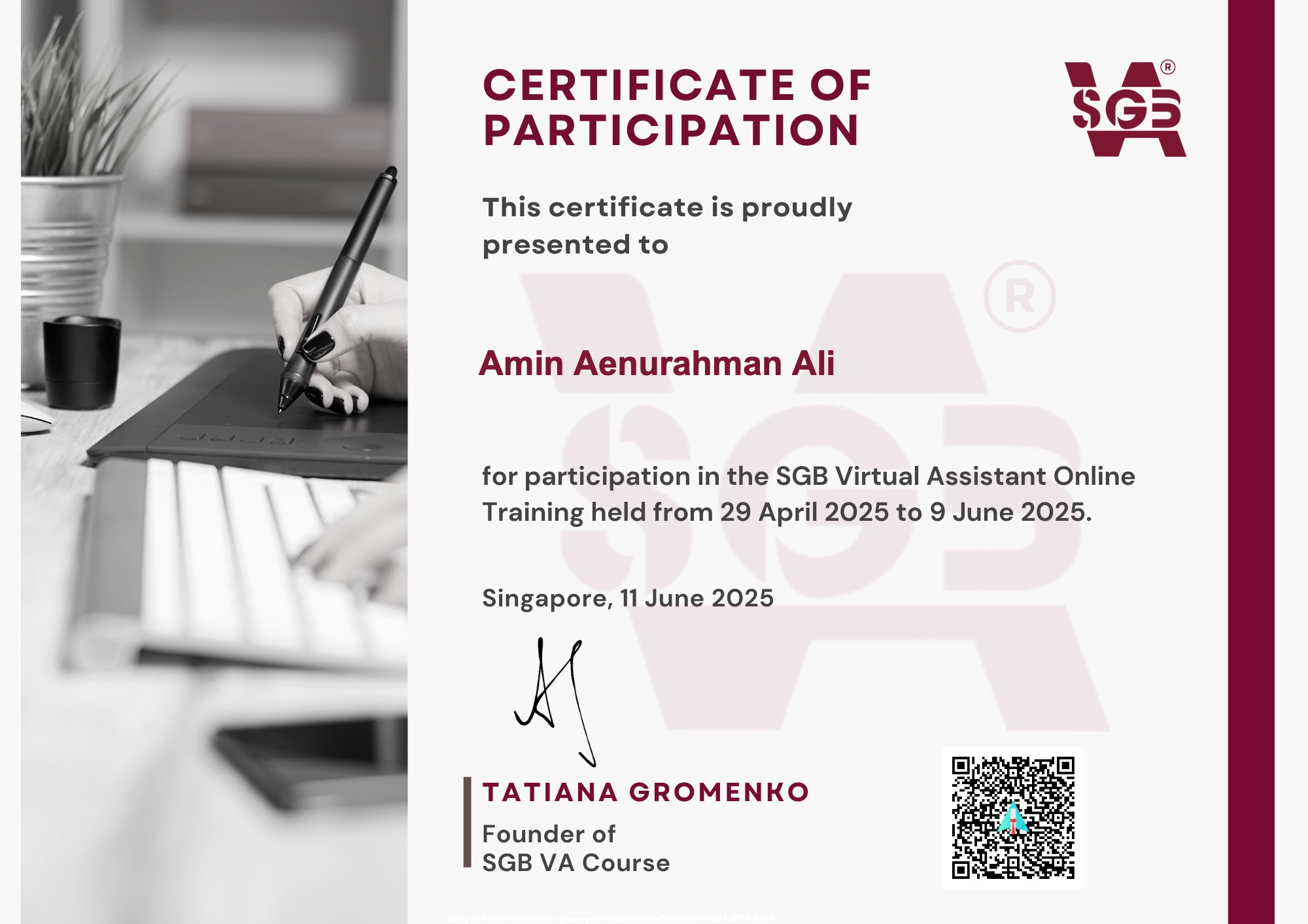 SGB Virtual Assistant Certificate