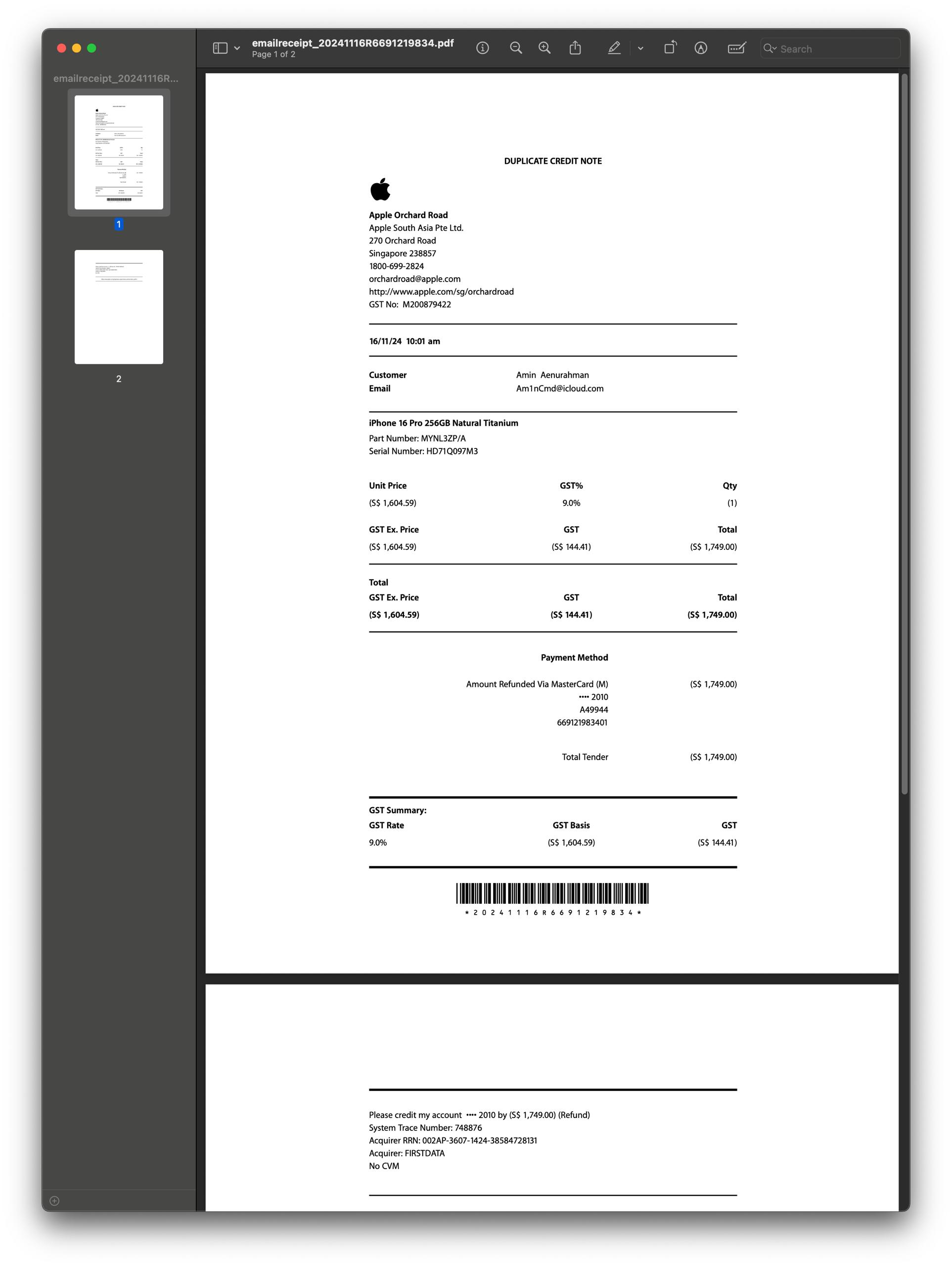 iPhone 16 Pro Purchase