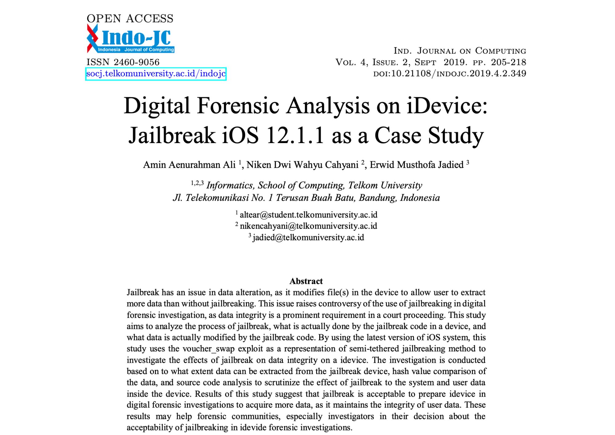 Digital Forensic Analysis on iDevice