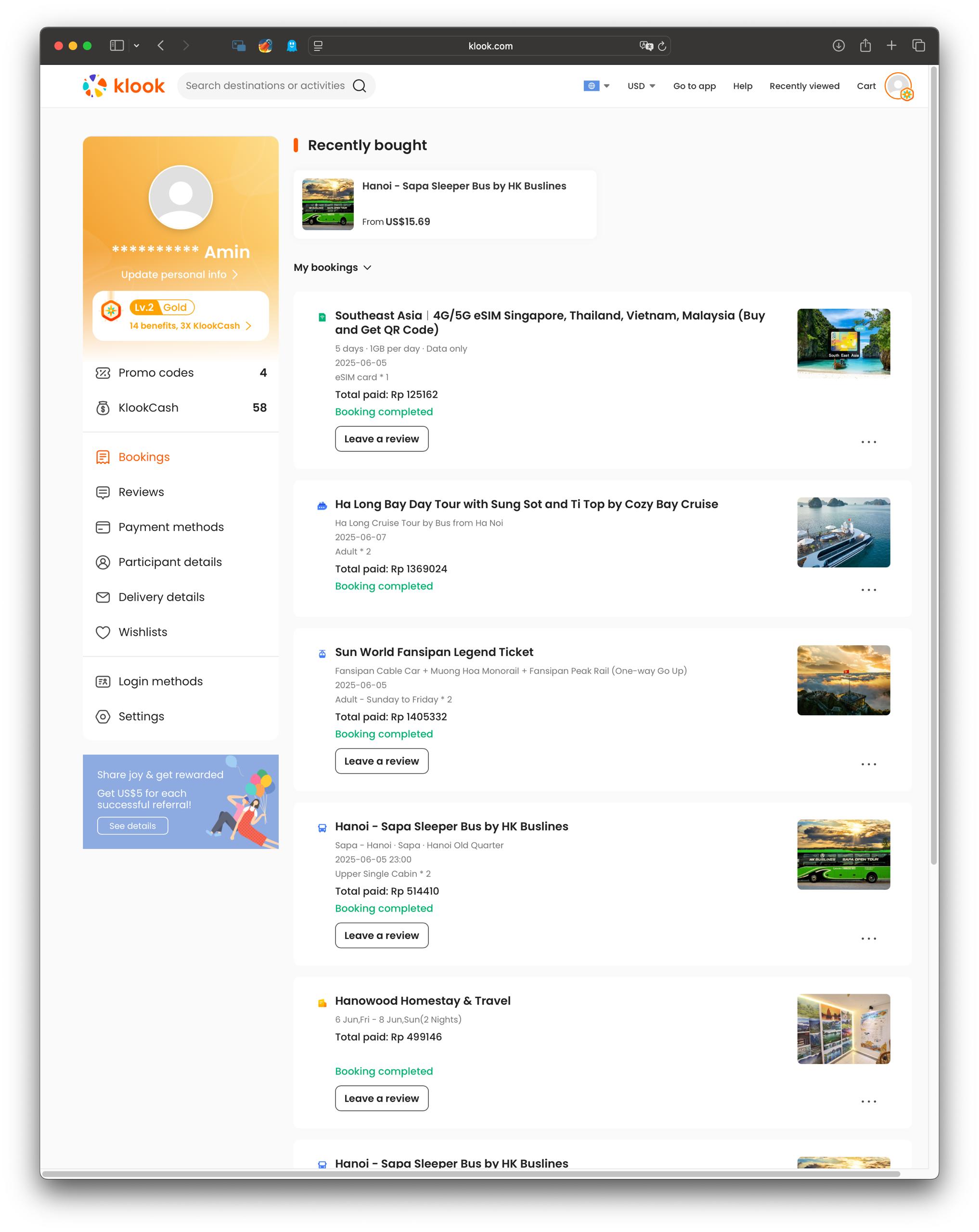 Klook Activity Bookings